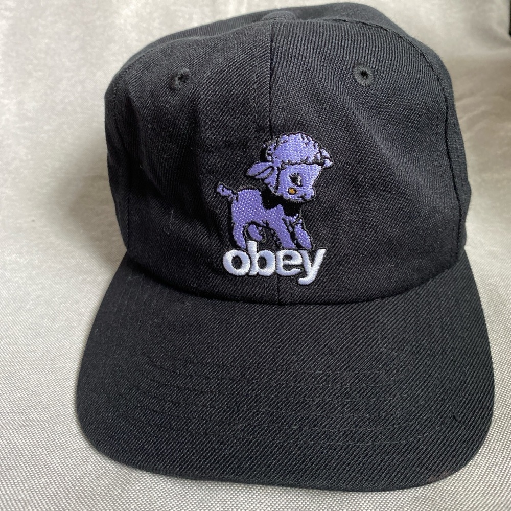 Obey Black Cap with Purple Lamb